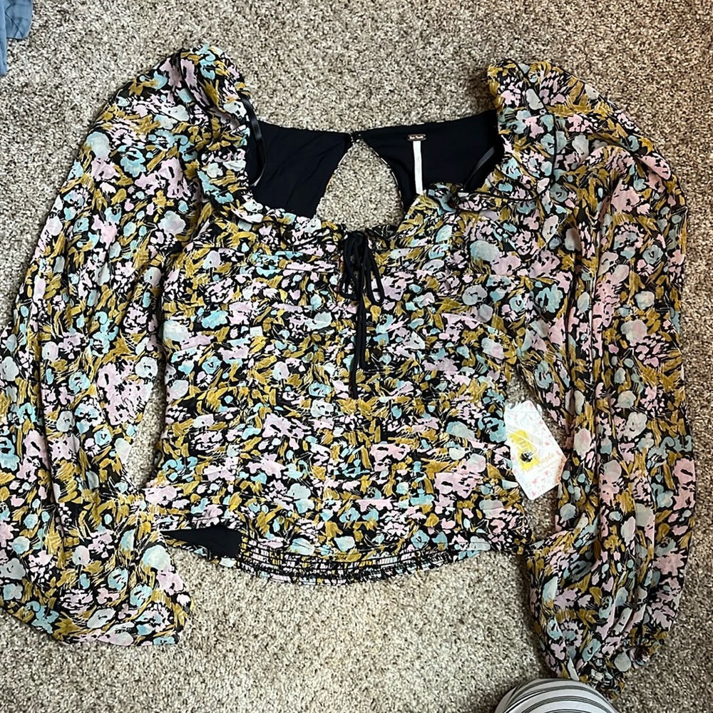 Free People Mabel Printed Floral Blouse